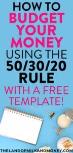 I had NO idea how to budget so the 50/30/20 rule saved my life! This is the perfect budget plan for beginners like me to start a budget and save money to pay off debt. And the free printable template is pretty great too!