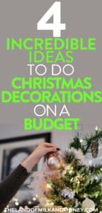 Having beautiful Christmas decor is one of the most important Christmas traditions in my family, so it's great to see how we can keep doing that while having a frugal Christmas on a budget. Christmas ornaments can get expensive but these simple ideas for Christmas decorations for the home are beautiful - while being a great money saving tip! Cheap and elegant is just what I need #christmas #holidays #frugal #savemoney