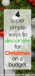 Having beautiful Christmas decor is one of the most important Christmas traditions in my family, so it's great to see how we can keep doing that while having a frugal Christmas on a budget. Christmas ornaments can get expensive but these simple ideas for Christmas decorations for the home are beautiful - while being a great money saving tip! Cheap and elegant is just what I need #christmas #holidays #frugal #savemoney